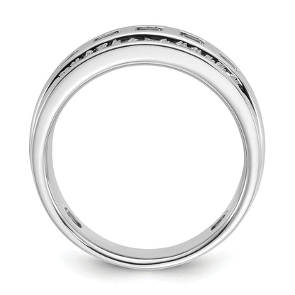 14k White Gold Men's 1.5 carat Black and White Diamond Complete Ring