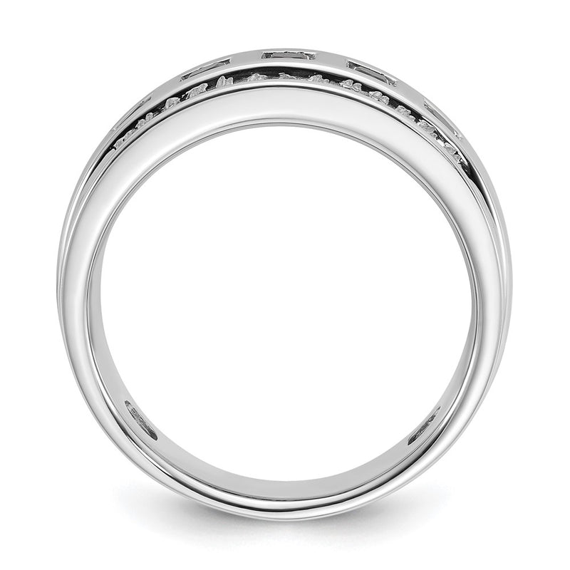 14k White Gold Men's 1.5 carat Black and White Diamond Complete Ring