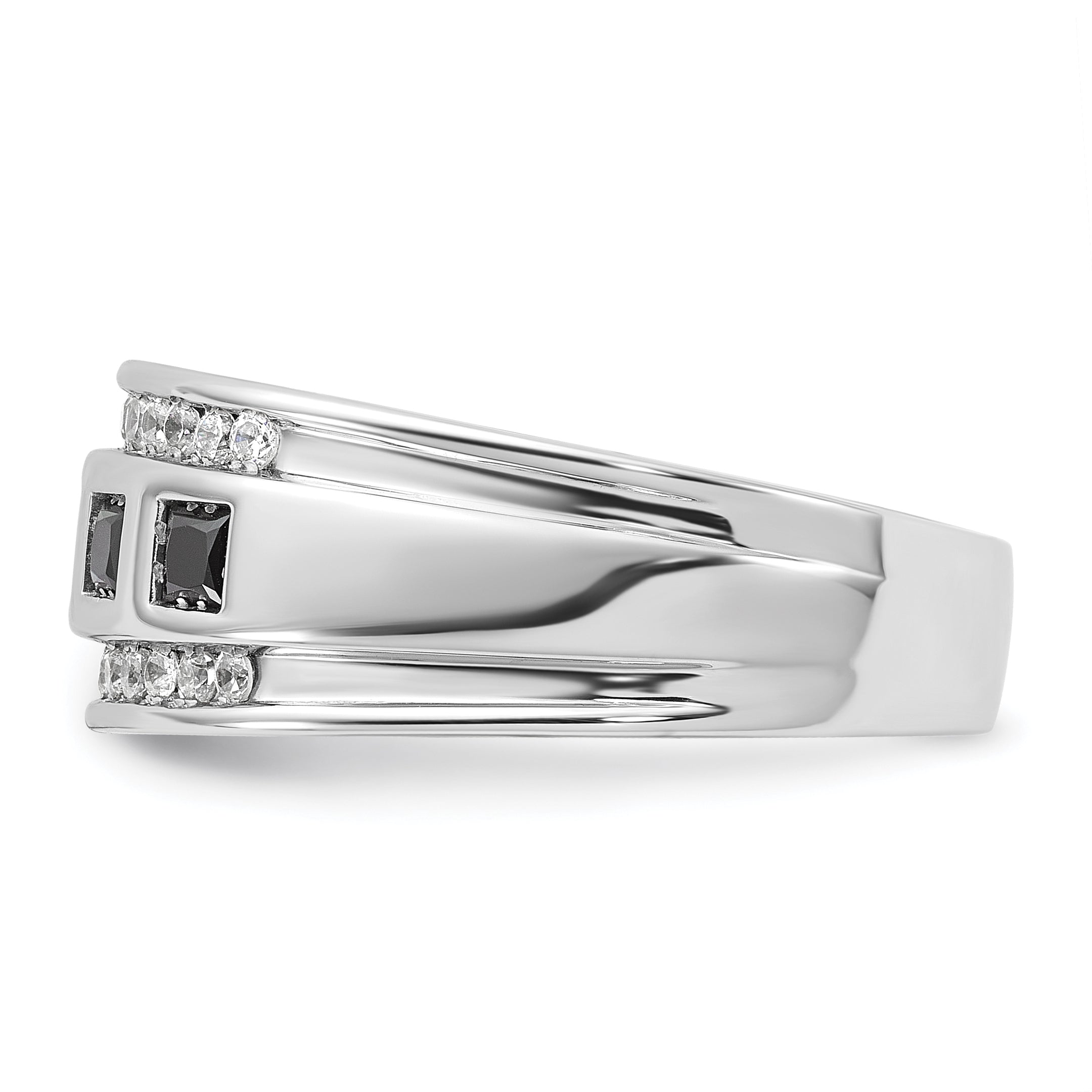 14k White Gold Men's 1.5 carat Black and White Diamond Complete Ring