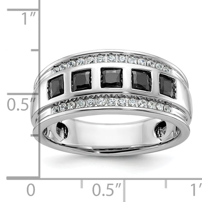 14k White Gold Men's 1.5 carat Black and White Diamond Complete Ring