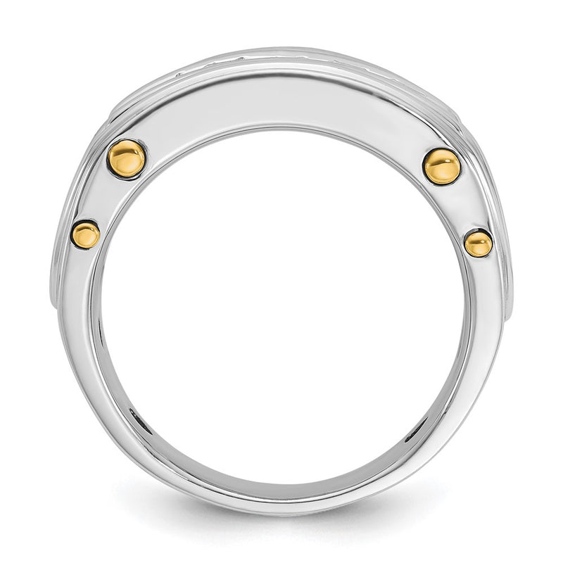 14k Two-tone Two Tone 1 Ct. Lab Grown Diamond VS/SI+ G+ Five Stone Polished and Cut Out Men's Ring
