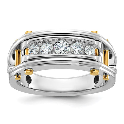 14k Two-tone  Two Tone 1/2 Ct. Lab Grown Diamond VS/SI+ G+ Five Stone Complete Polished and Cut Out Men's Ring