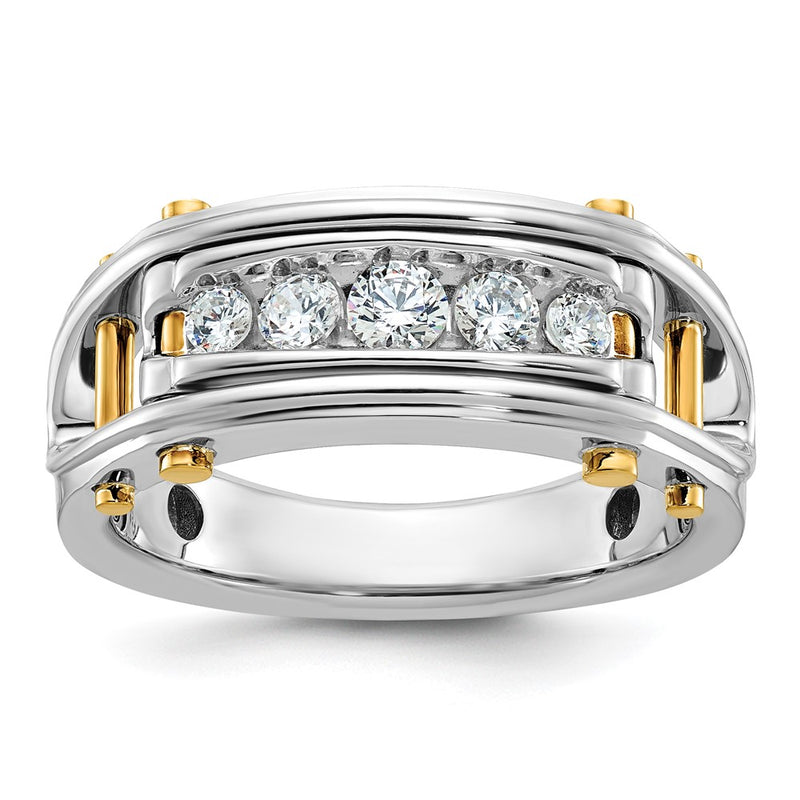14k Two-tone  Two Tone 1/2 Ct. Lab Grown Diamond VS/SI+ G+ Five Stone Complete Polished and Cut Out Men's Ring