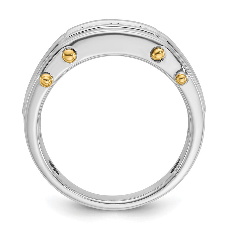 14k Two-tone Two Tone 1/2 Ct. Lab Grown Diamond VS/SI+ G+ Three Stone Polished and Cut Out Men's Ring