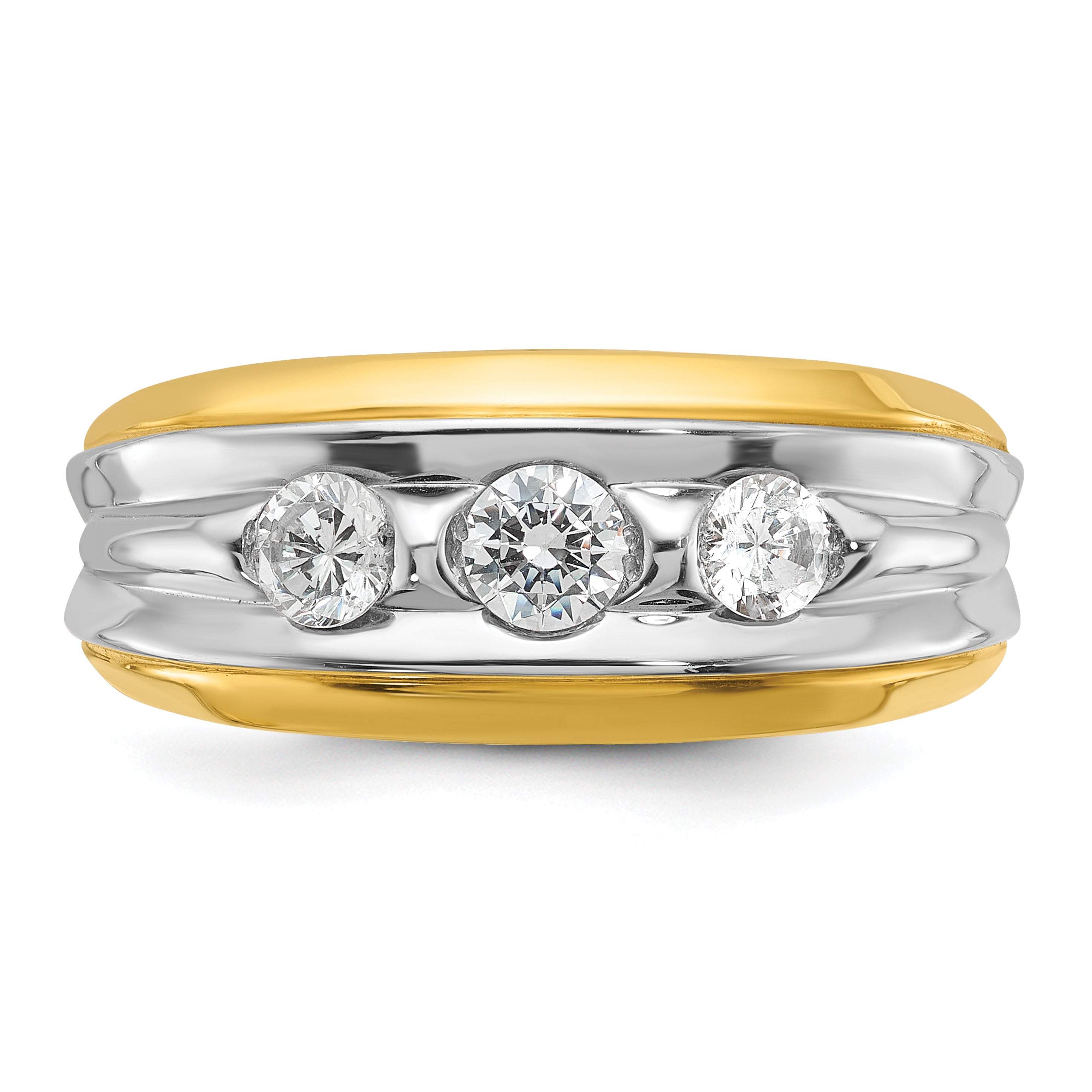 14k Two-tone Gold Men's 3/4 carat Diamond Complete Ring