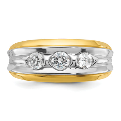14k Two-tone Gold Men's 3/4 carat Diamond Complete Ring