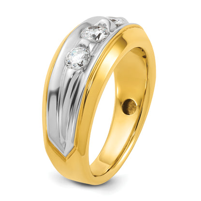 14k Two-tone Gold Men's 3/4 carat Diamond Complete Ring