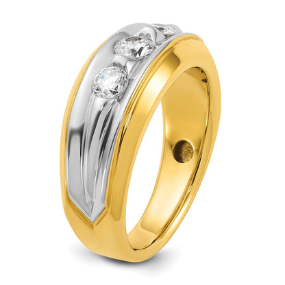 14k Two-tone Gold Men's 3/4 carat Diamond Complete Ring