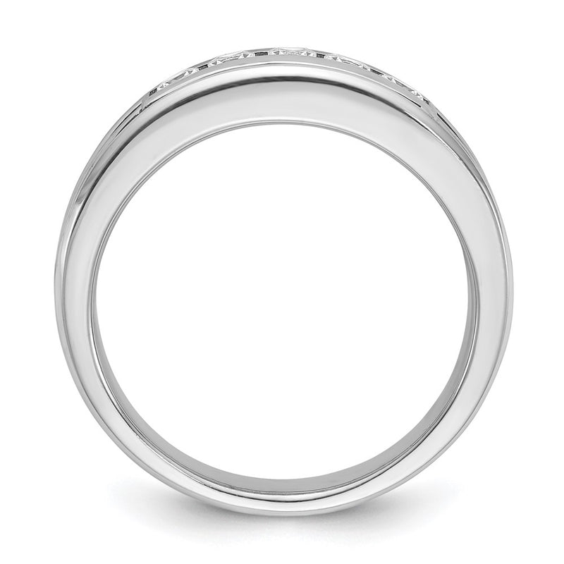 14k White Gold with Black Rhodium Men's 3/4 carat Diamond Complete Ring