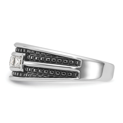 14k White Gold with Black Rhodium Men's 3/4 carat Diamond Complete Ring