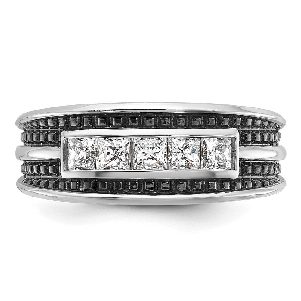 10K White Gold IBGoodman Men's Polished & Textured 5-Stone Ring Mtg