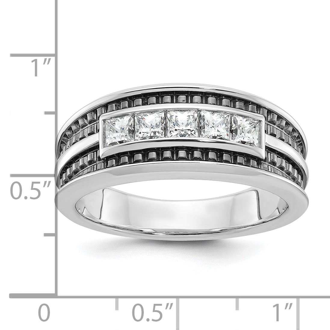 14k White Gold with Black Rhodium Men's 3/4 carat Diamond Complete Ring