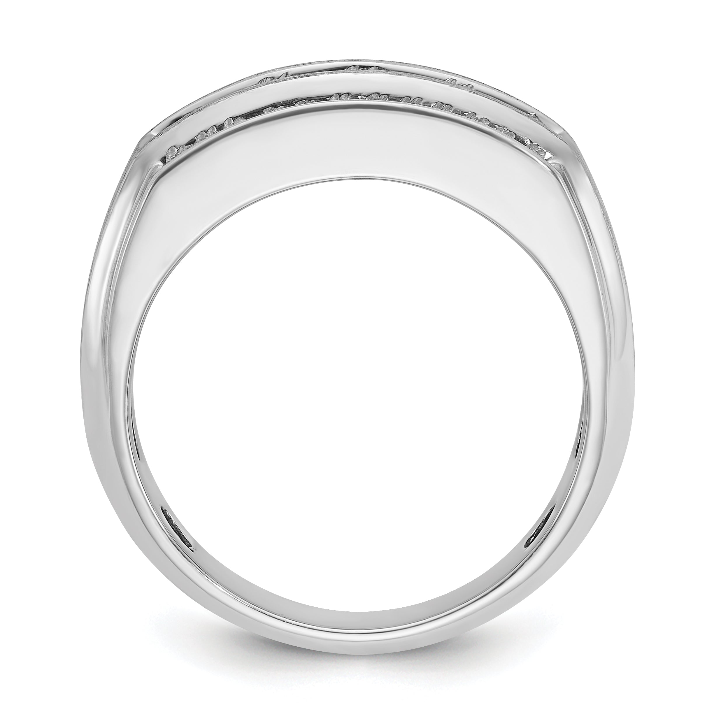 14k White Gold Men's Polished and Satin 2.1 carat Diamond Complete Ring