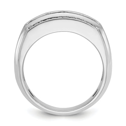 14k White Gold Men's Polished and Satin 2.1 carat Diamond Complete Ring