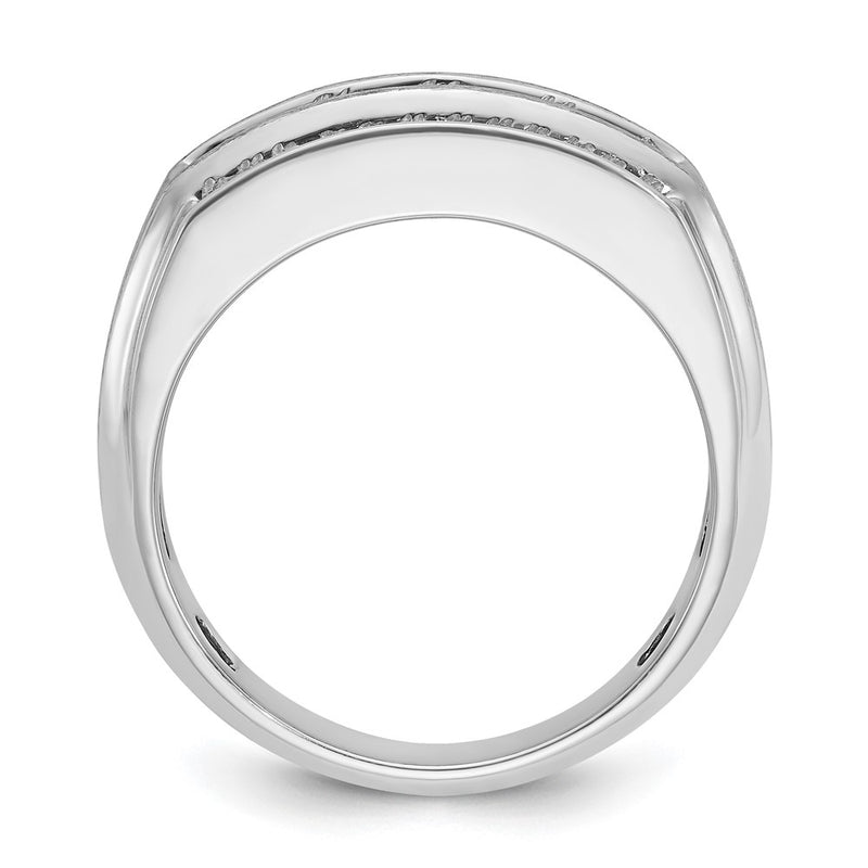14k White Gold Men's Polished and Satin 2.1 carat Diamond Complete Ring