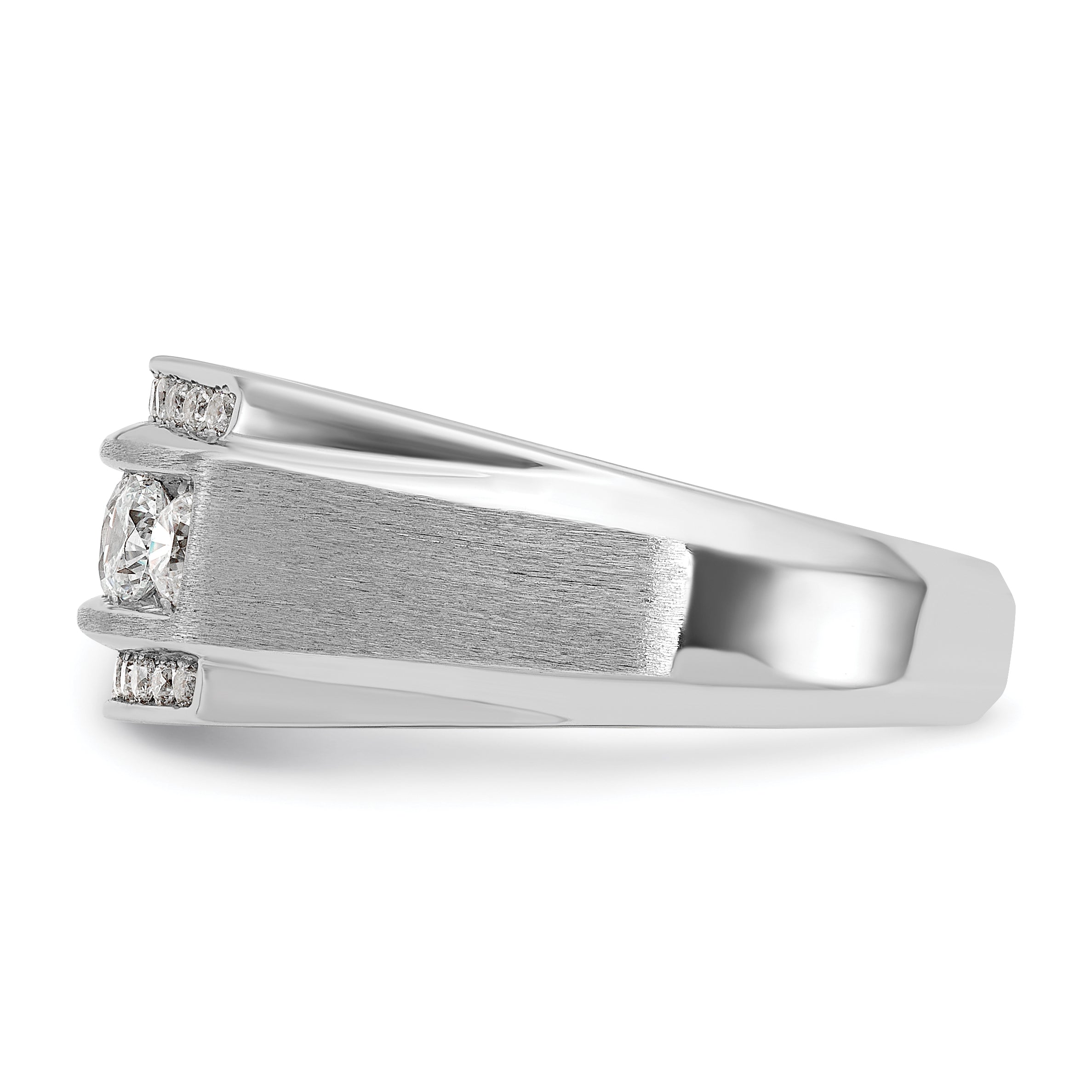 14k White Gold Men's Polished and Satin 2.1 carat Diamond Complete Ring