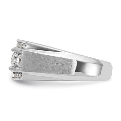 14k White Gold Men's Polished and Satin 2.1 carat Diamond Complete Ring