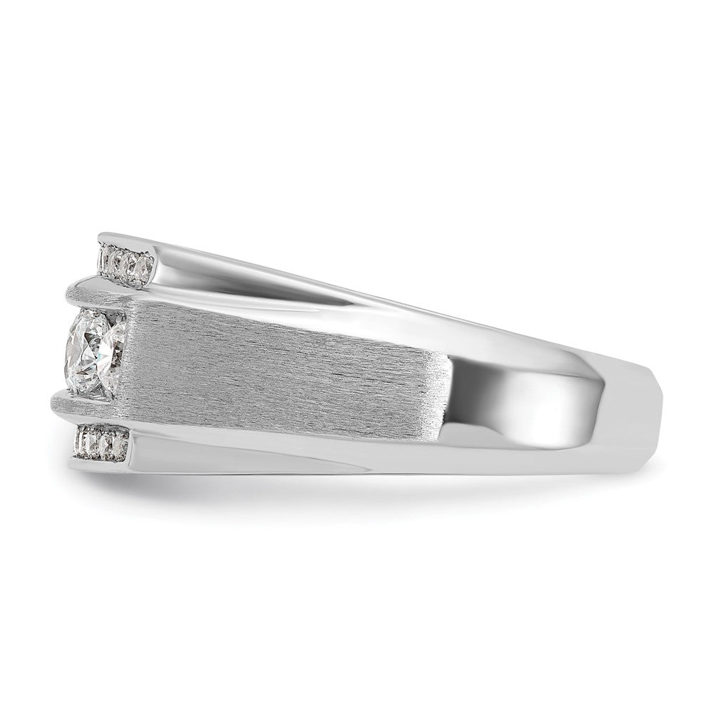14k White Gold Men's Polished and Satin 2.1 carat Diamond Complete Ring