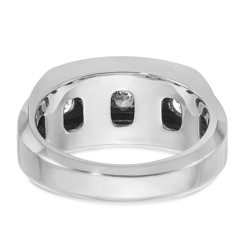 14k White Gold 1 7/8 Ct. Lab Grown Diamond VS/SI+ G+ Polished and Satin Three Row Men's Ring