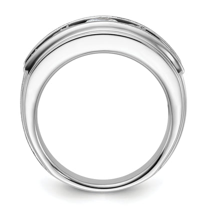 14K White Gold True Origin Ibgoodman 3 1/2 Carat Lab Grown Diamond Vs+ F+ Five Stone Complete Polished Brushed And Grooved Men'S Ring