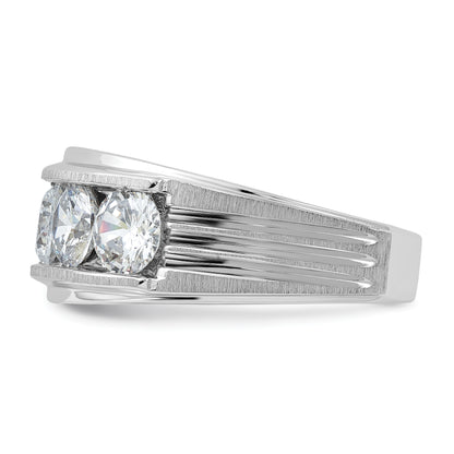 14K White Gold True Origin Ibgoodman 3 1/2 Carat Lab Grown Diamond Vs+ F+ Five Stone Complete Polished Brushed And Grooved Men'S Ring