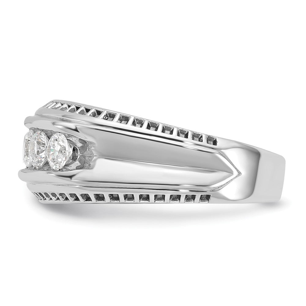 14k White Gold with Black Rhodium Men's 1 carat Diamond Complete Ring
