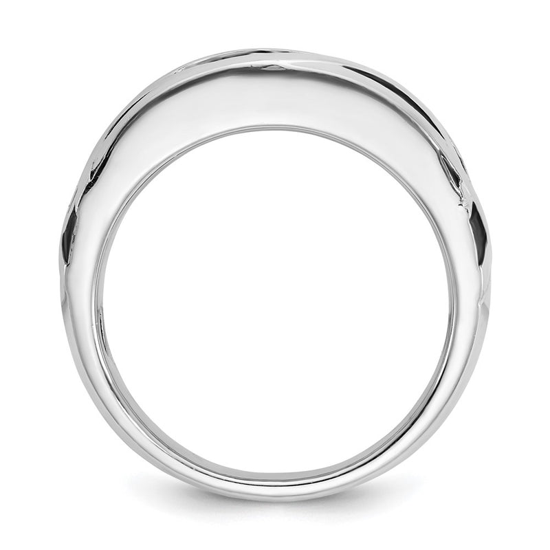 14k White Gold with Black Rhodium Men's Satin 3/8 carat Diamond Complete Ring