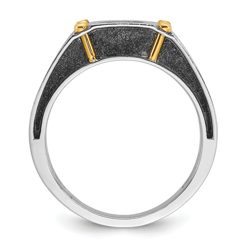 10K Two-Tone Ibgoodman Men'S Polished And Satin Diamond Complete Ring