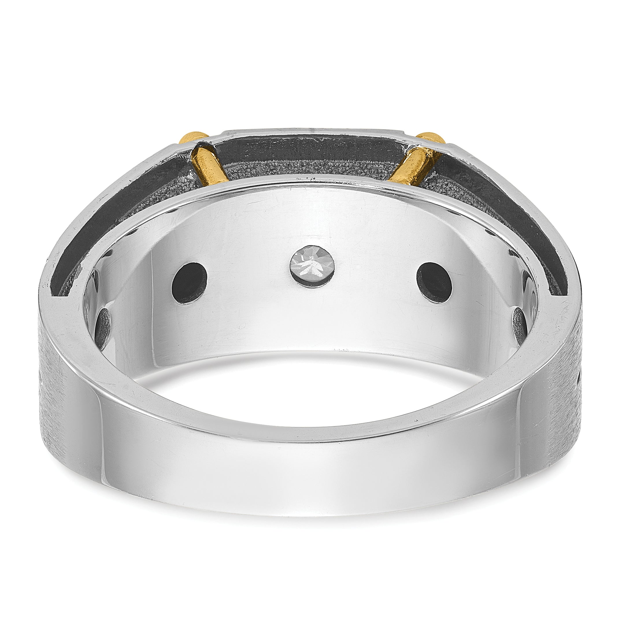 10K Two-Tone Ibgoodman Men'S Polished And Satin Diamond Complete Ring