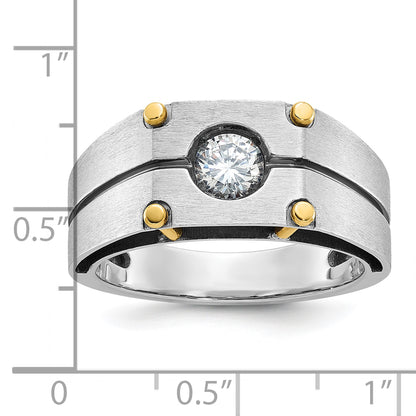 10K Two-Tone Ibgoodman Men'S Polished And Satin Diamond Complete Ring
