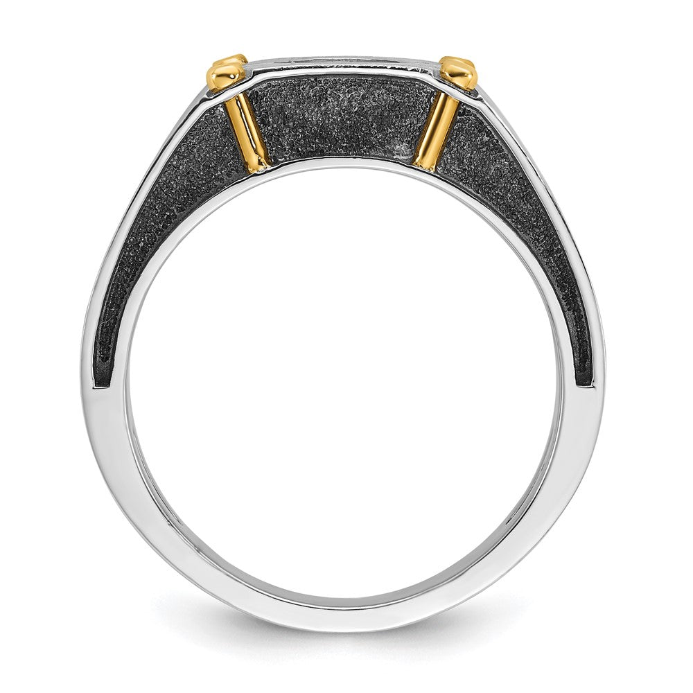 14k Two-tone Gold Men's Polished and Satin 1/2 carat Diamond Complete Ring