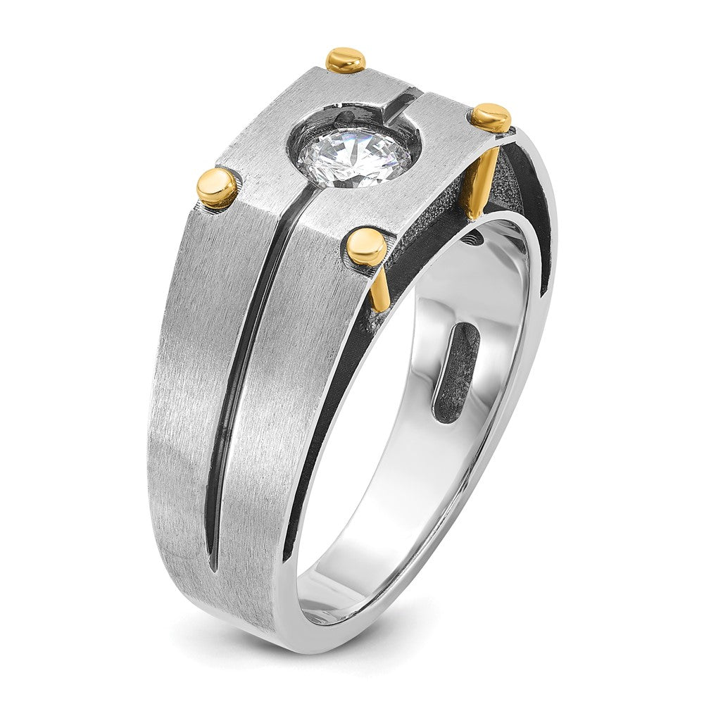 14k Two-tone  Two Tone with Black Rhodium 1/2 Ct. Lab Grown Diamond VS/SI+ G+ Complete Polished and Satin Men's Ring