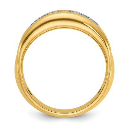 10K Two-Tone Ibgoodman Men'S Polished And Grooved Bezel Set 7-Stone Ring Mounting