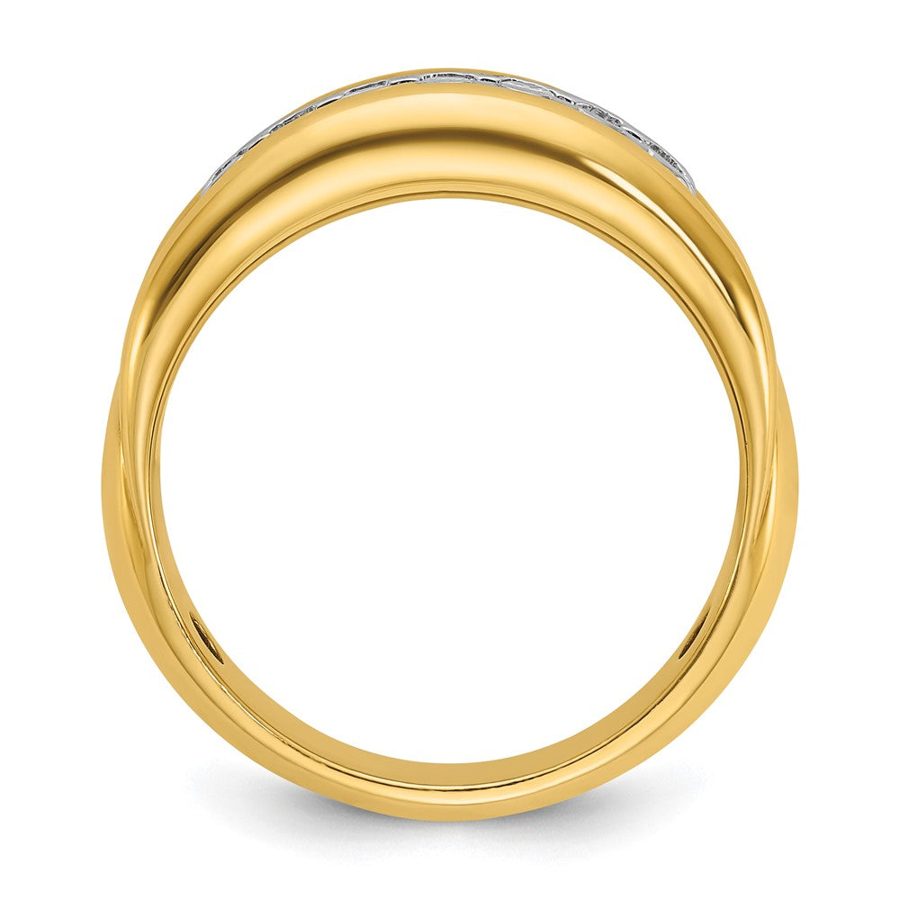 10K Two-Tone Ibgoodman Men'S Polished And Grooved Bezel Set 7-Stone 1/2 Carat A Quality Diamond Ring