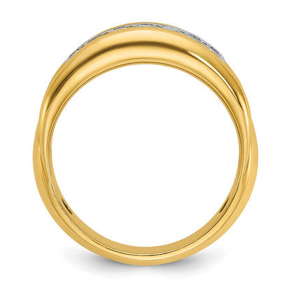 10K Two-Tone Ibgoodman Men'S Polished And Grooved Bezel Set 7-Stone 1/2 Carat A Quality Diamond Ring