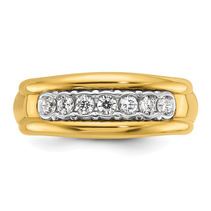 10K Two-Tone Ibgoodman Men'S Polished And Grooved Bezel Set 7-Stone Ring Mounting