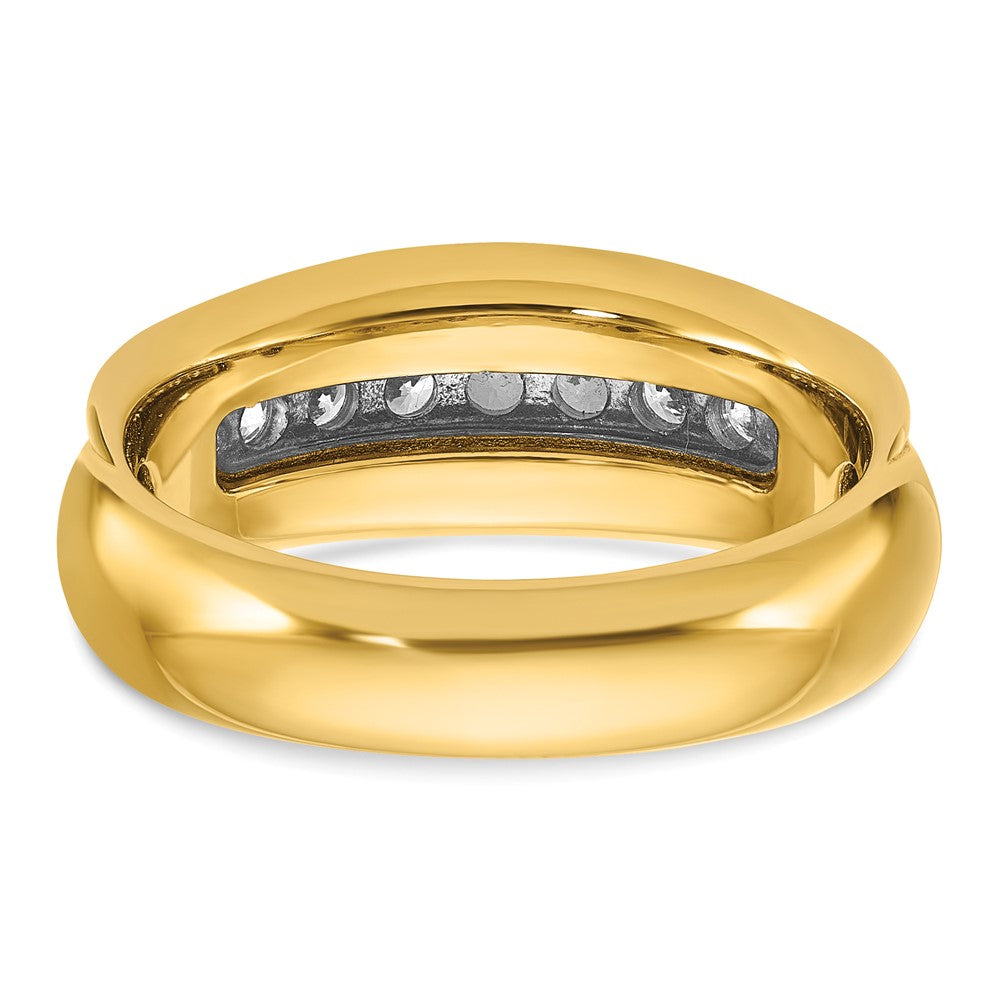 10K Two-Tone Ibgoodman Men'S Polished And Grooved Bezel Set 7-Stone 1/2 Carat A Quality Diamond Ring
