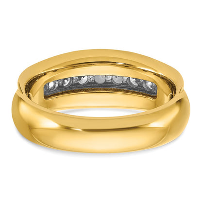 10K Two-Tone Ibgoodman Men'S Polished And Grooved Bezel Set 7-Stone 1/2 Carat A Quality Diamond Ring
