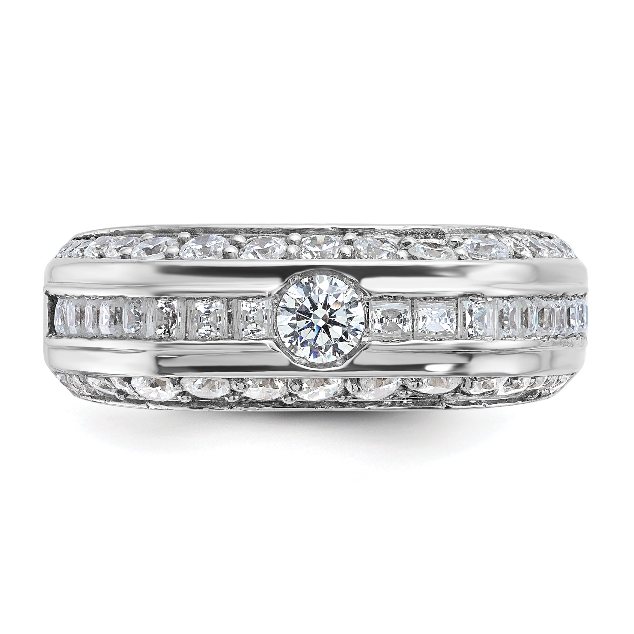 14k White Gold Men's 1.8 carat Diamond Complete Ring