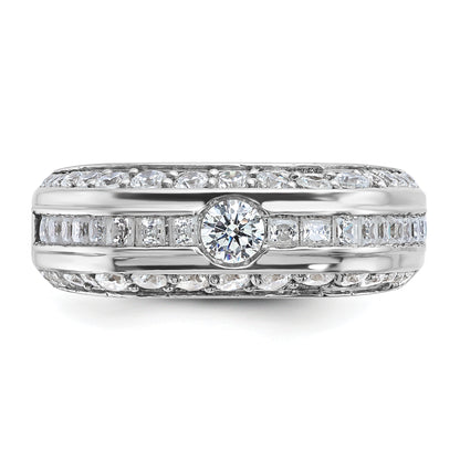14k White Gold Men's 1.8 carat Diamond Complete Ring