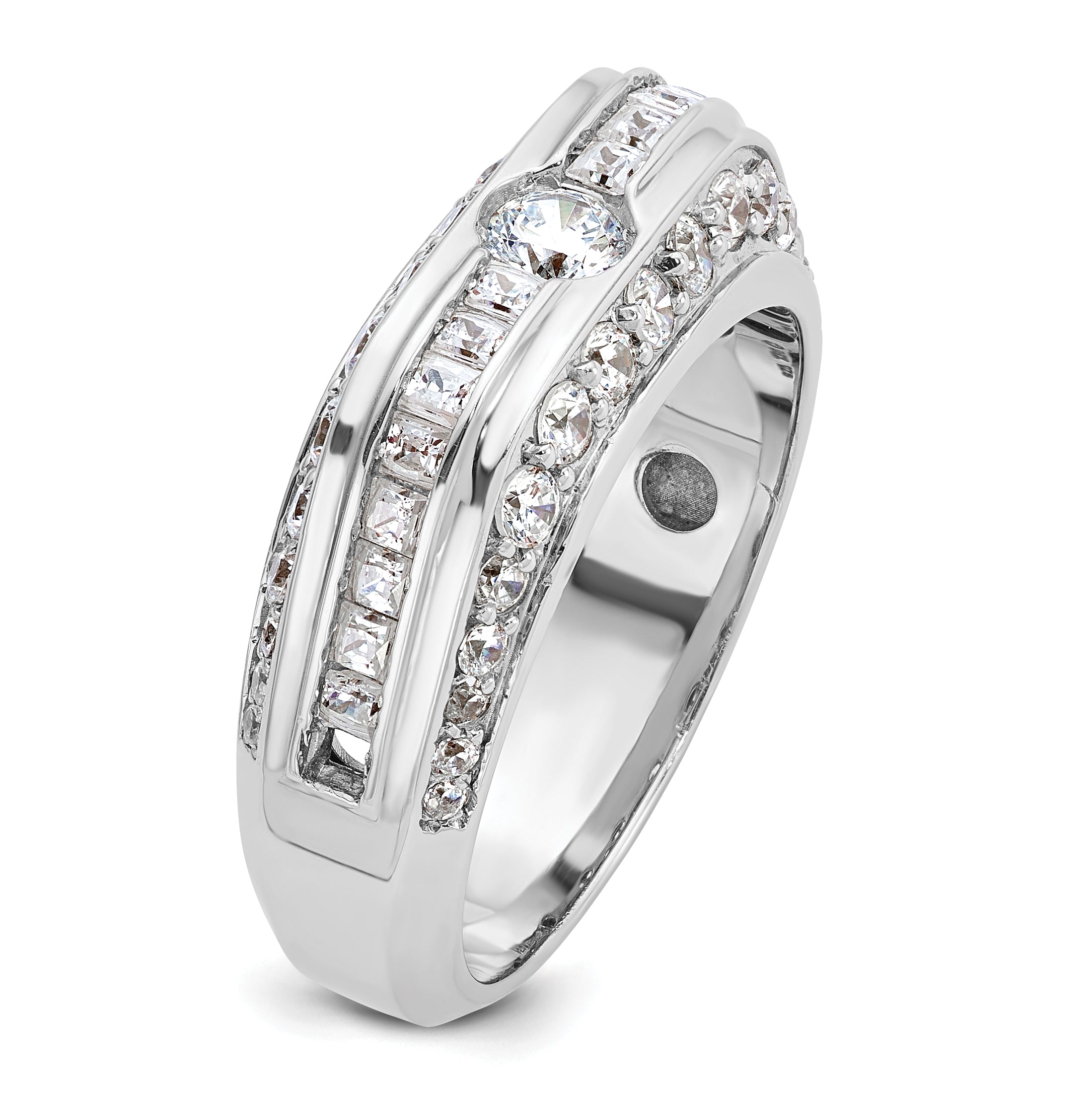 14k White Gold Men's 1.8 carat Diamond Complete Ring