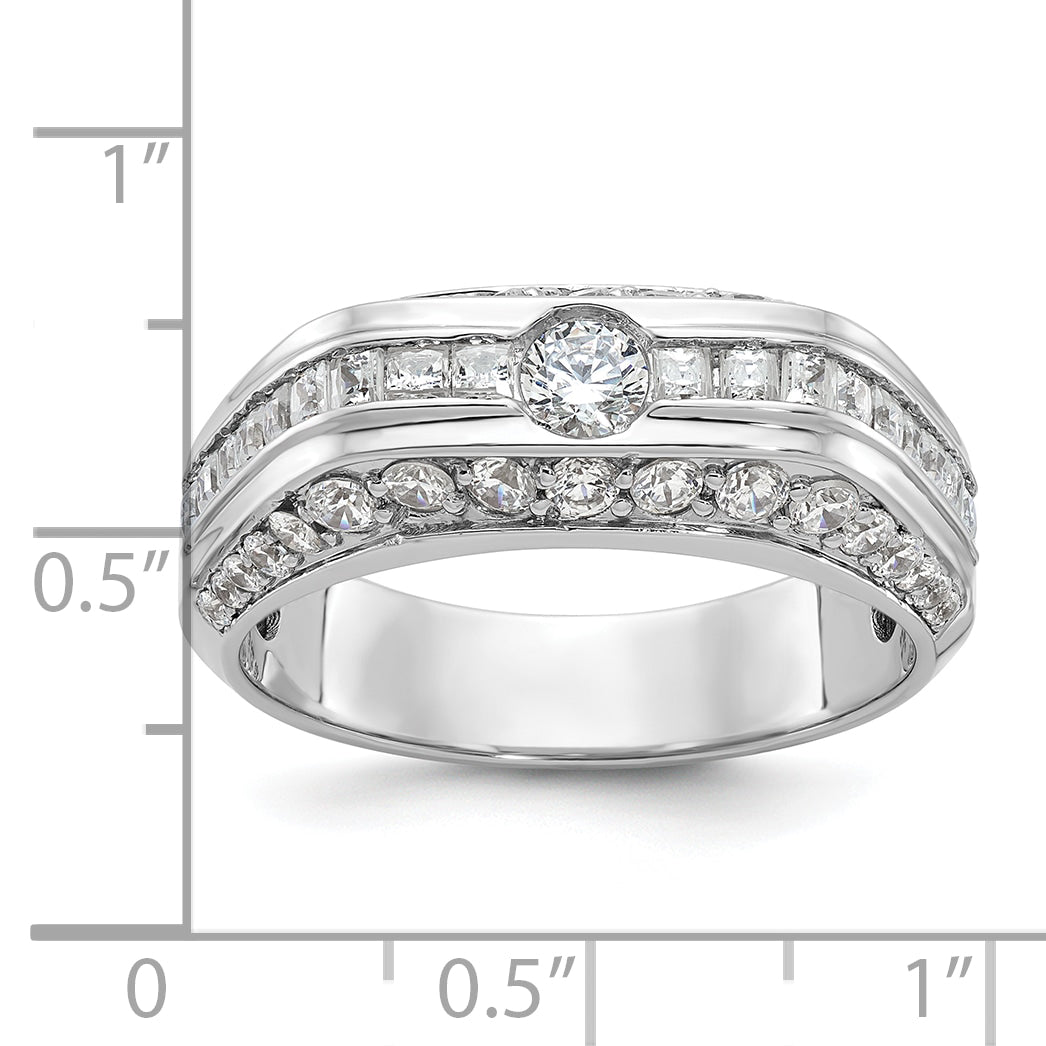 14k White Gold Men's 1.8 carat Diamond Complete Ring