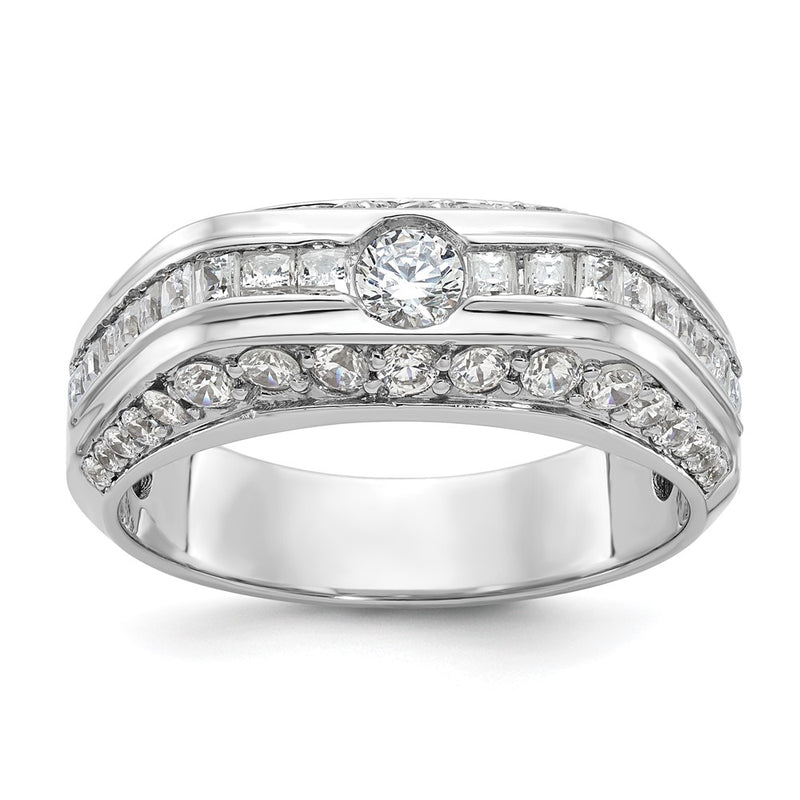 14k White Gold Men's 1.8 carat Diamond Complete Ring