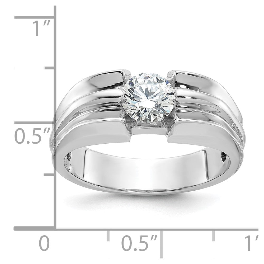 14k White Gold 1 Ct. Lab Grown Diamond VS/SI+ G+ Complete Men's Ring