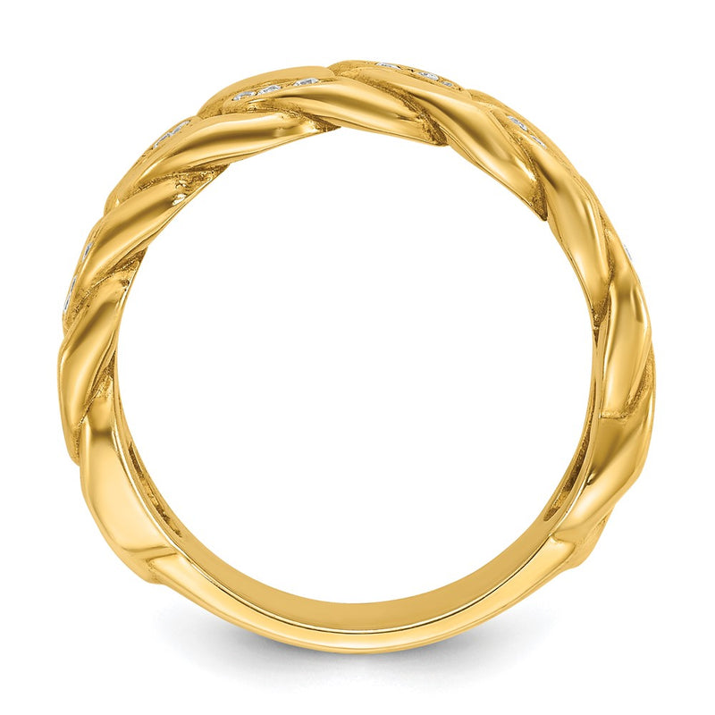 10K Yellow Gold Ibgoodman Men'S Link Design Diamond Complete Ring