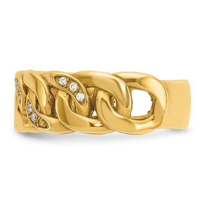 10K Yellow Gold Ibgoodman Men'S Link Design Diamond Complete Ring