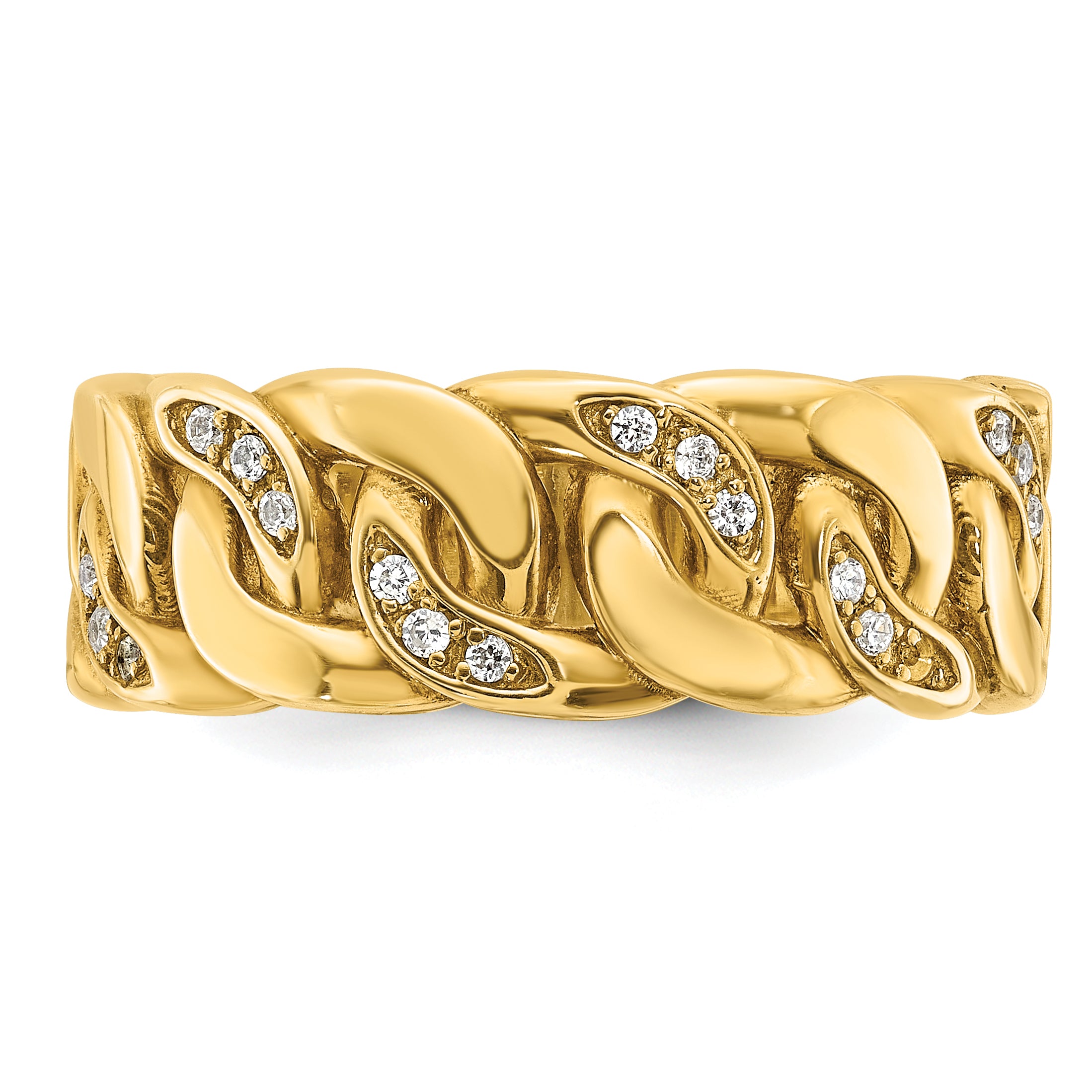 10K Yellow Gold Ibgoodman Men'S Link Design Diamond Complete Ring