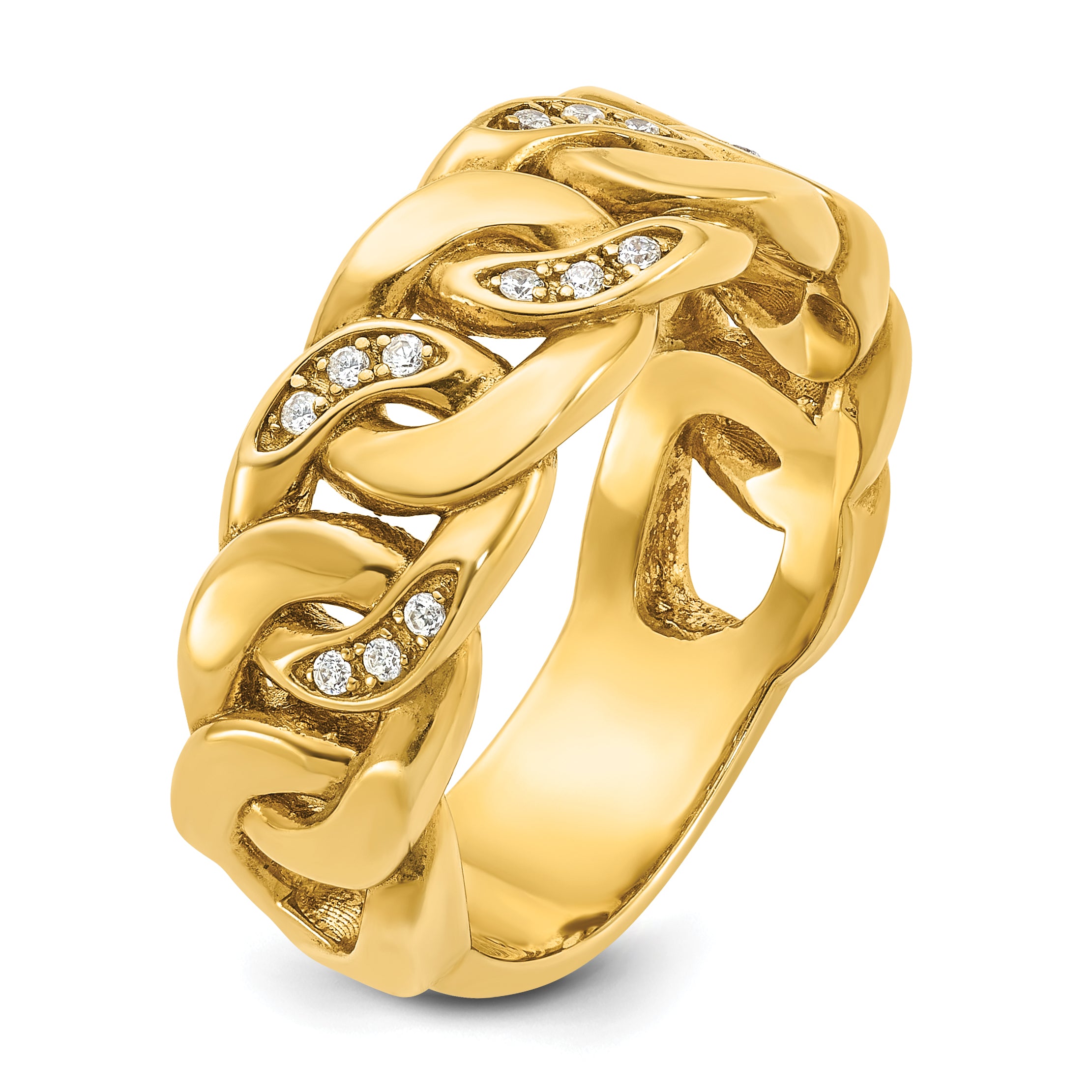 10K Yellow Gold Ibgoodman Men'S Link Design Diamond Complete Ring
