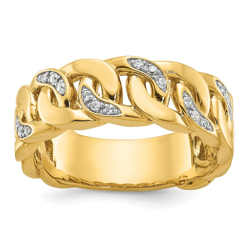 10K Yellow Gold Ibgoodman Men'S Link Design Diamond Complete Ring