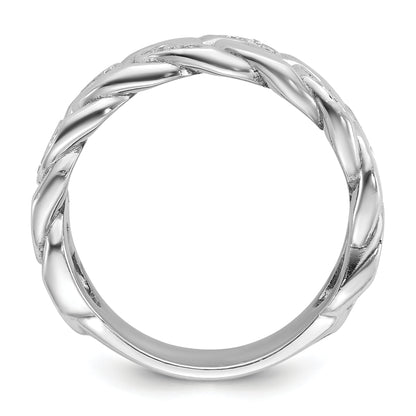 14k White Gold Men's Link Design 1/8 carat Diamond Complete Ring